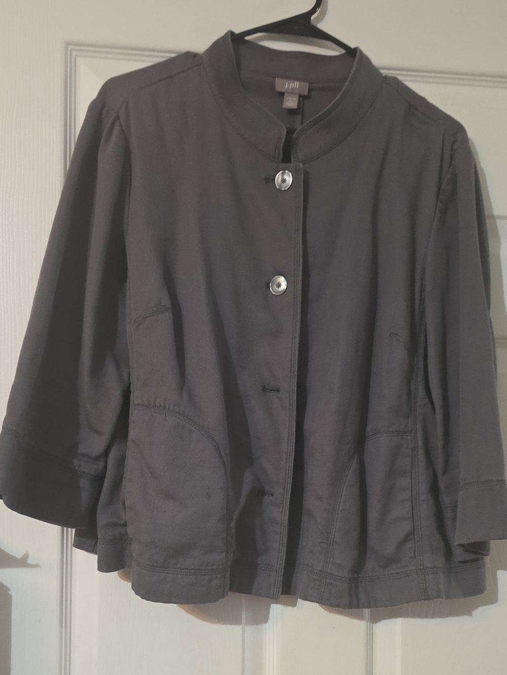 J Jill Charcoal Gray Cotton Button Jacket